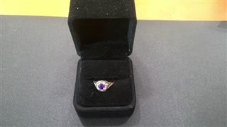 Amethyst Lady's Stone Ring 18K White Gold 2.17g Size:6.5